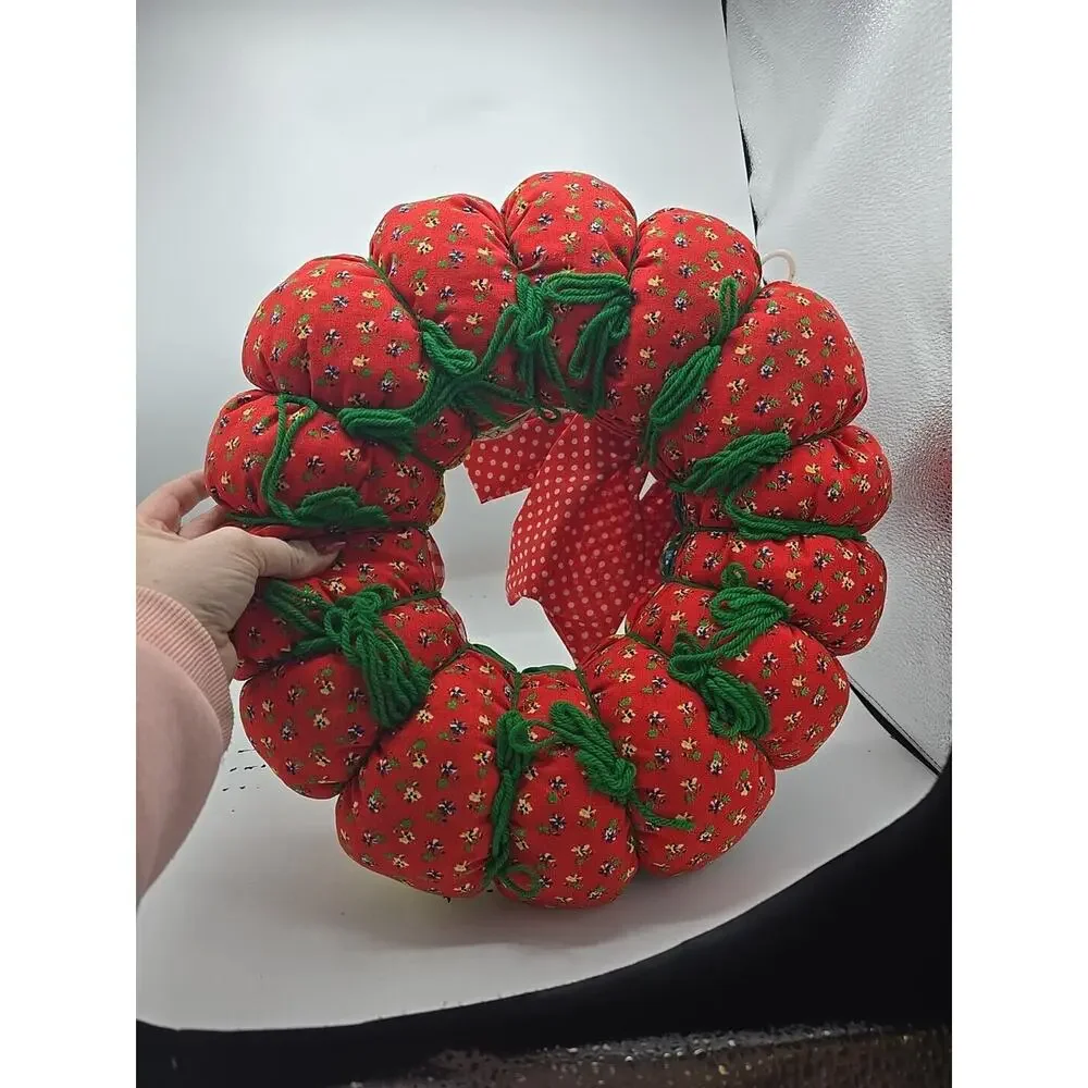Vintage Handmade Patchwork Cottagecore Holiday‎ Christmas Farmhouse Wreath